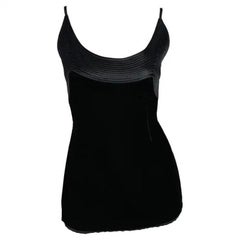 1990s Valentino Garavani Black Velvet Embroidered Tank Top
