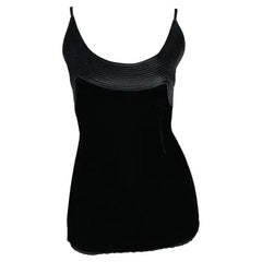 1990s Valentino Garavani Black Velvet Embroidered Tank Top