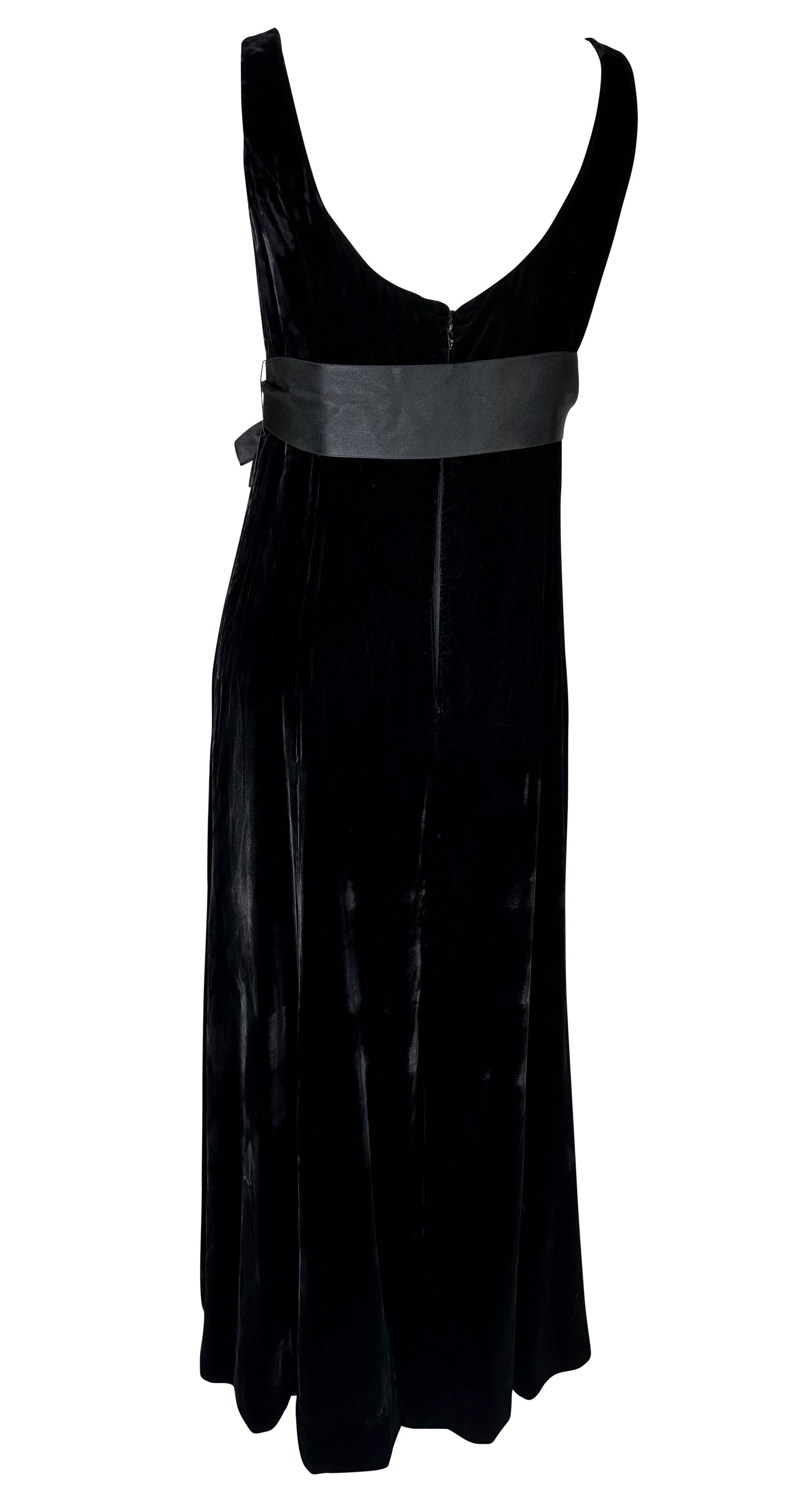 1990s Valentino Garavani Black Velvet Satin Bow Flare Sleeveless Evening Gown For Sale 1