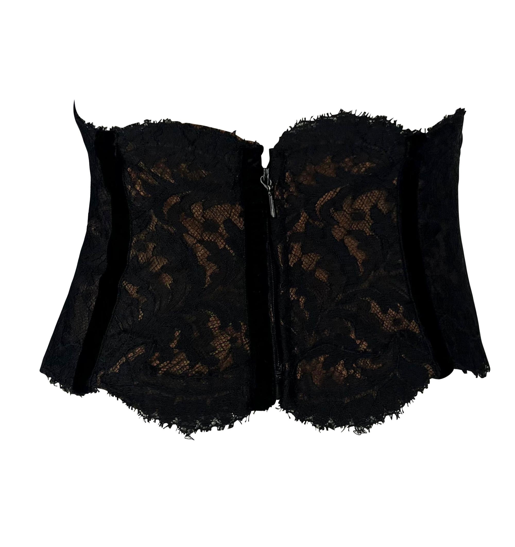 1990s Valentino Garavani Copper Satin Black Lace Overlay Corset Boned Waist Belt In Excellent Condition For Sale In West Hollywood, CA