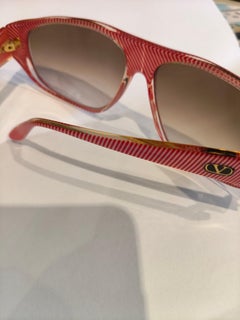 Valentino 1990s Vintage Unisex Sunglasses in White and Red Stripes