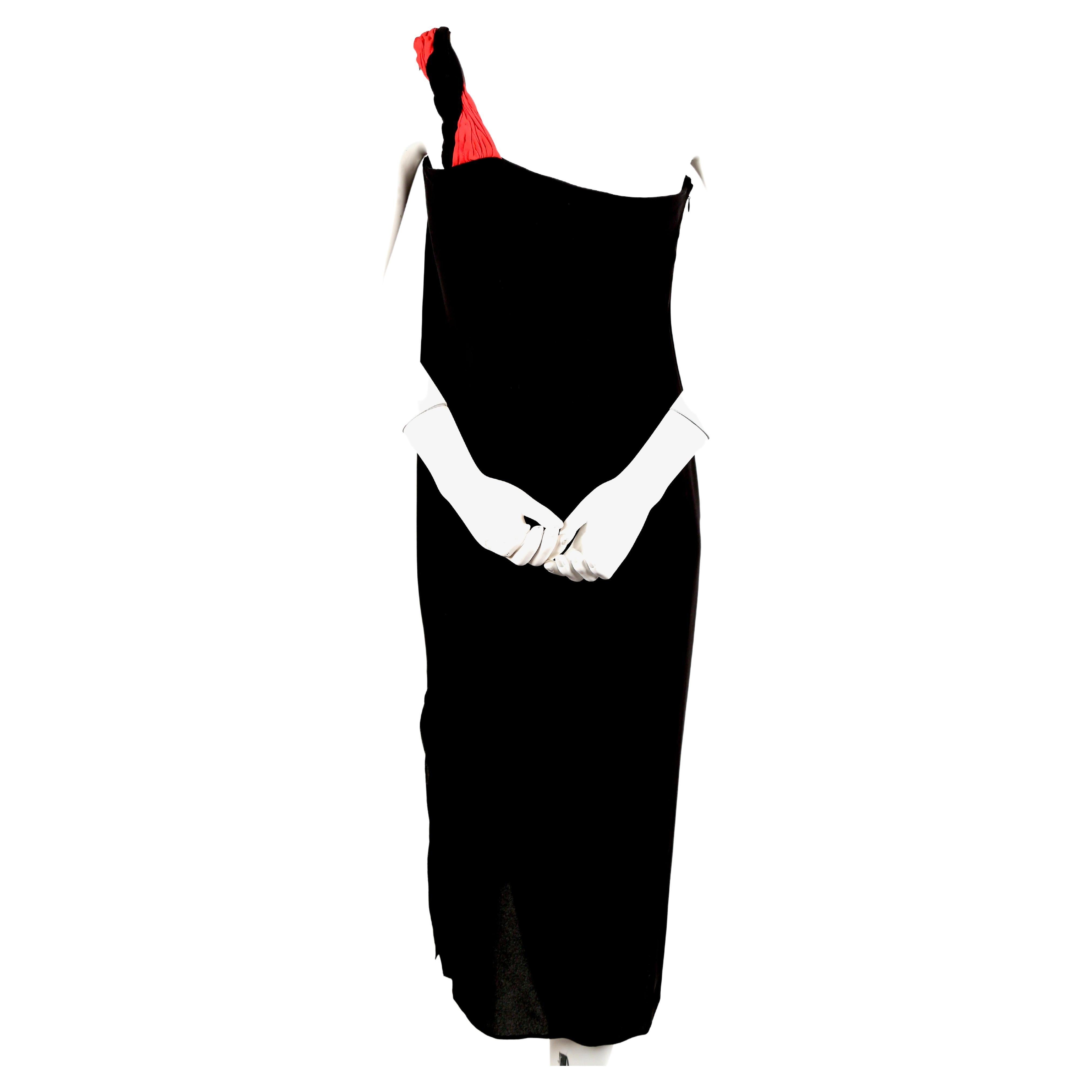 1990's VALENTINO Grecian silk dress with red pleated single shoulder For Sale 1