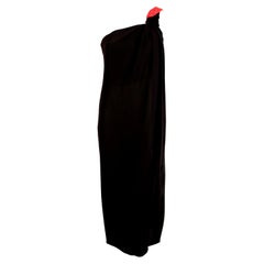 1990's VALENTINO Grecian style silk dress with red pleated single shoulder