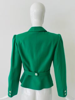 1990s Valentino Kelly Green Peplum Jacket
