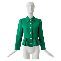 Vintage 1990s Valentino Kelly Green Peplum Jacket