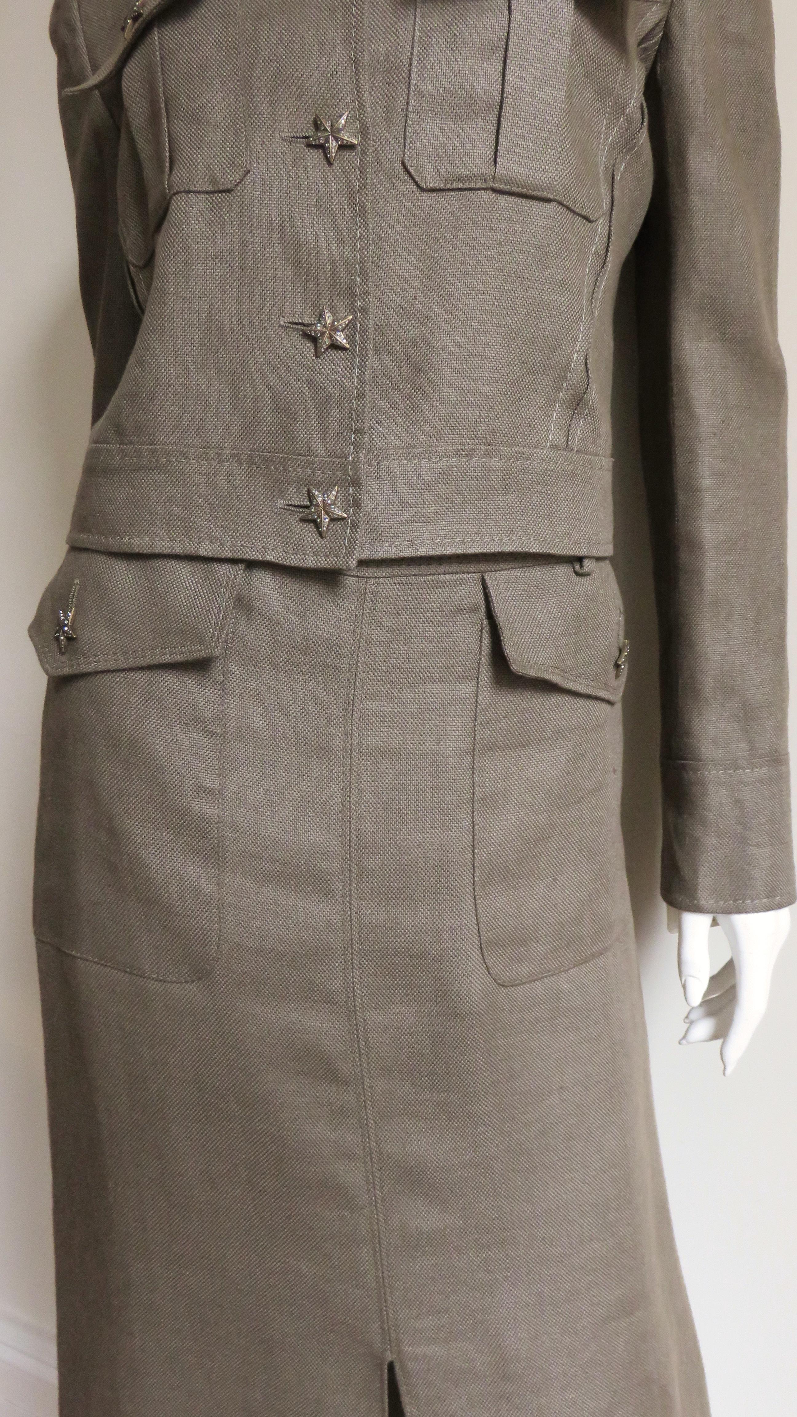 1990s Valentino Linen Jacket and Skirt 5