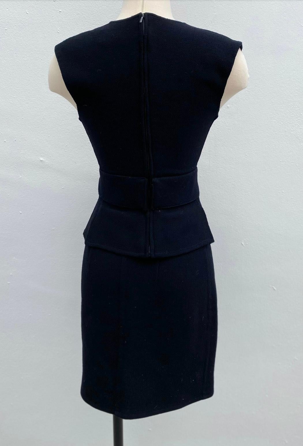 Noir 1990 Valentino Mod Style Black Skirt Set  en vente