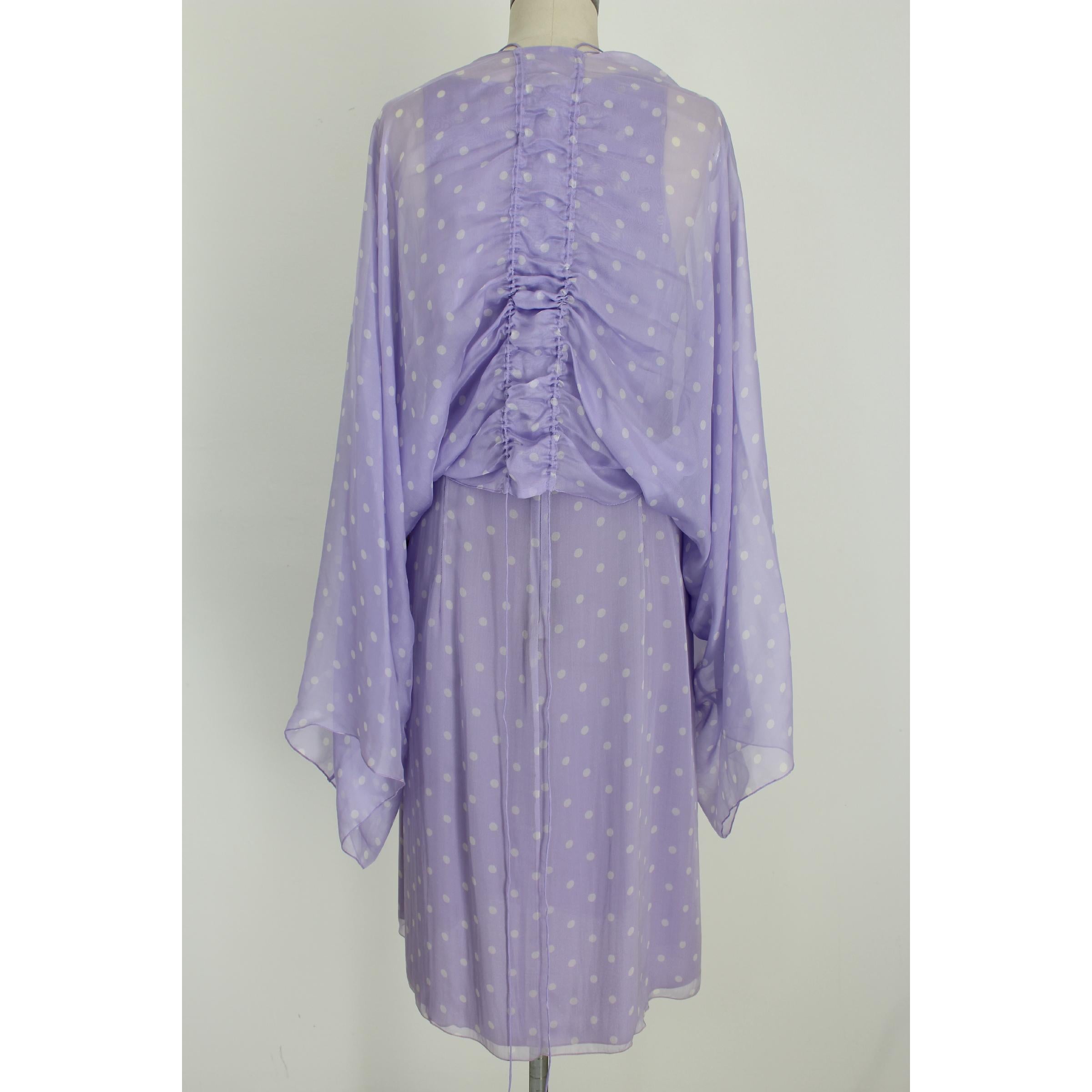 Purple 1990s Valentino New Lilac Silk Polka Dot Stole Sheath Evening Dress