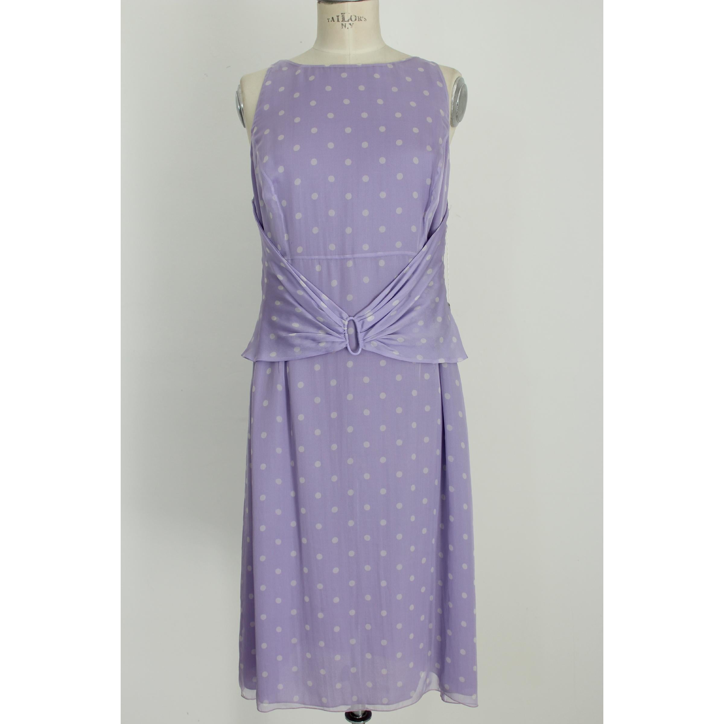 1990s Valentino New Lilac Silk Polka Dot Stole Sheath Evening Dress In New Condition In Brindisi, Bt