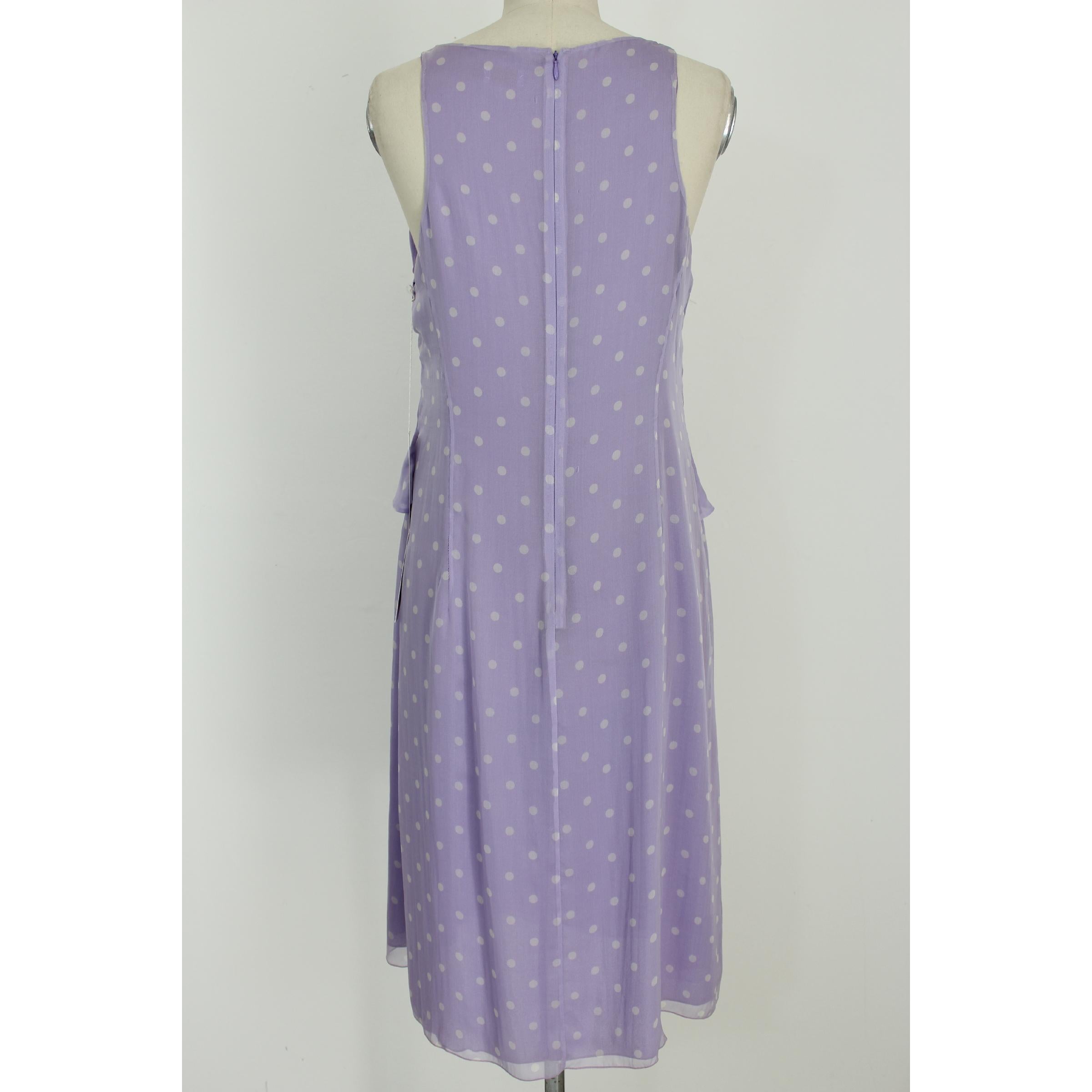 Women's 1990s Valentino New Lilac Silk Polka Dot Stole Sheath Evening Dress