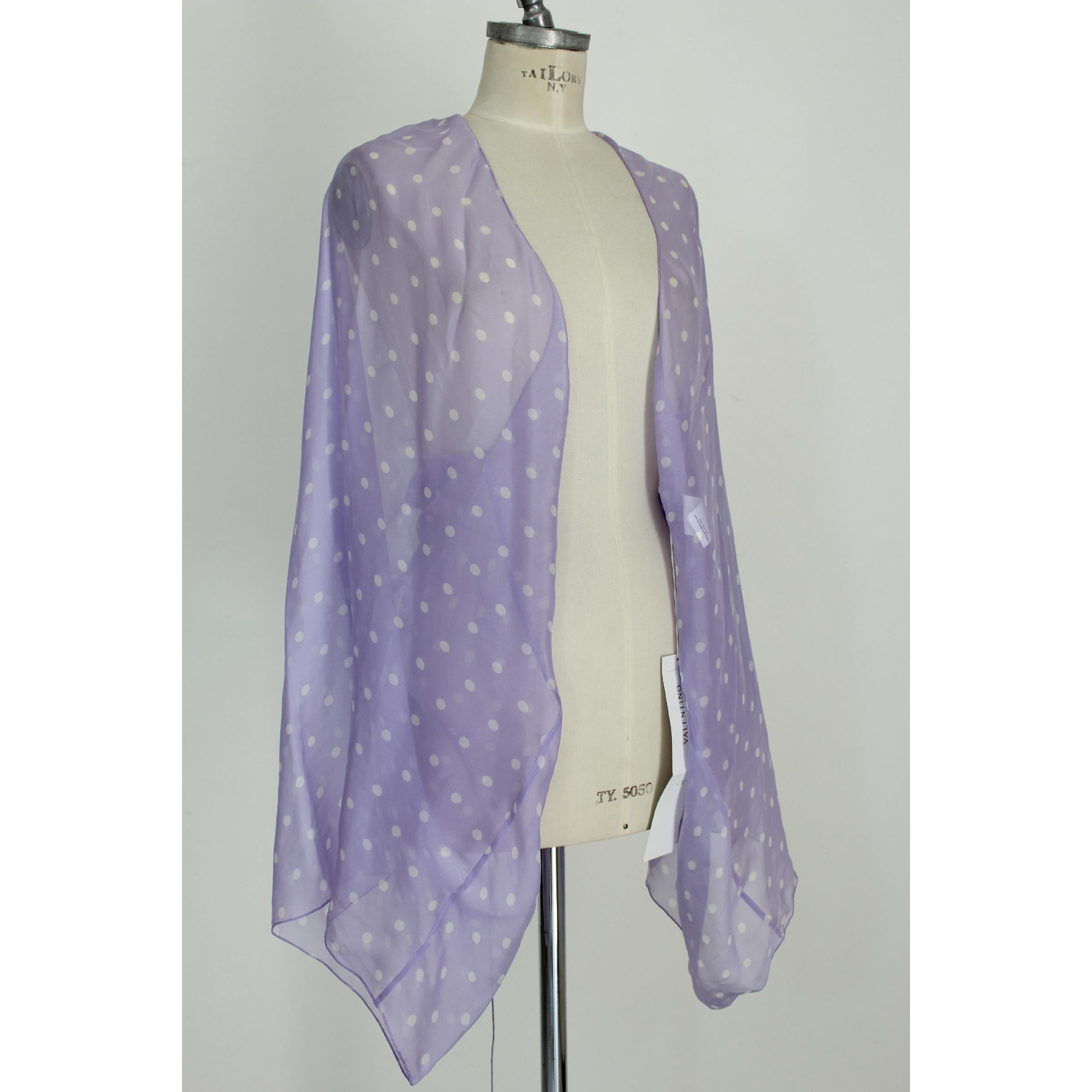 1990s Valentino New Lilac Silk Polka Dot Stole Sheath Evening Dress 1