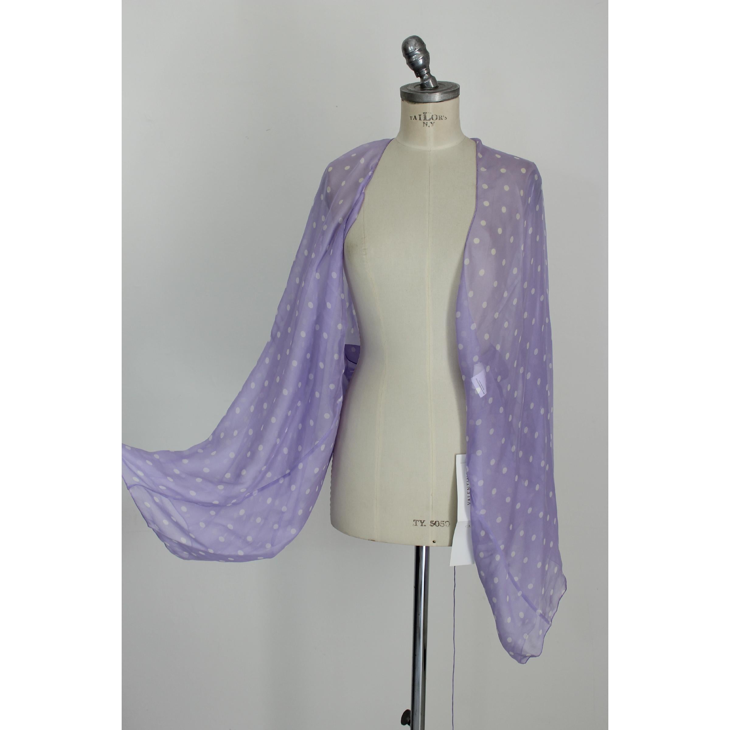 1990s Valentino New Lilac Silk Polka Dot Stole Sheath Evening Dress 2
