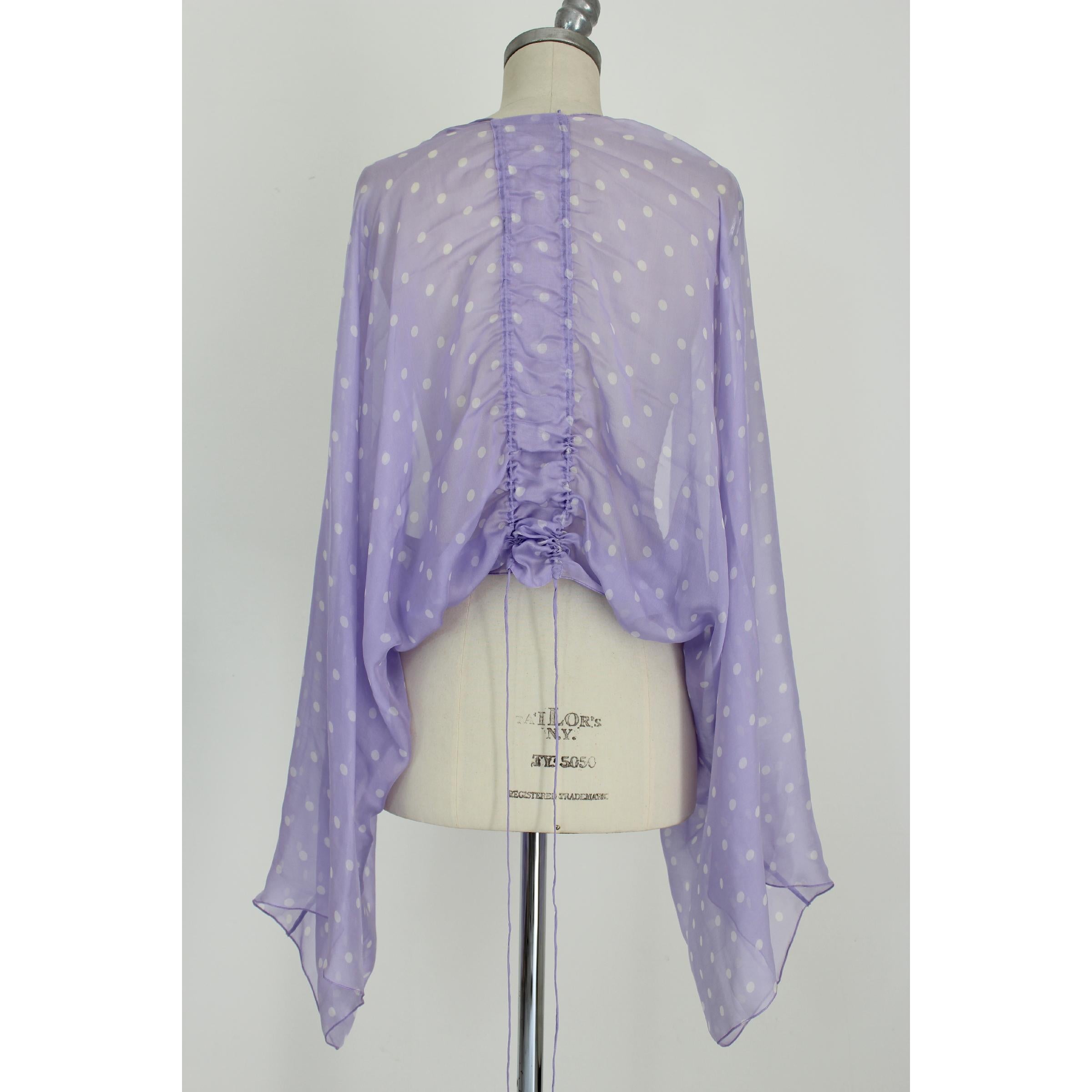 1990s Valentino New Lilac Silk Polka Dot Stole Sheath Evening Dress 3