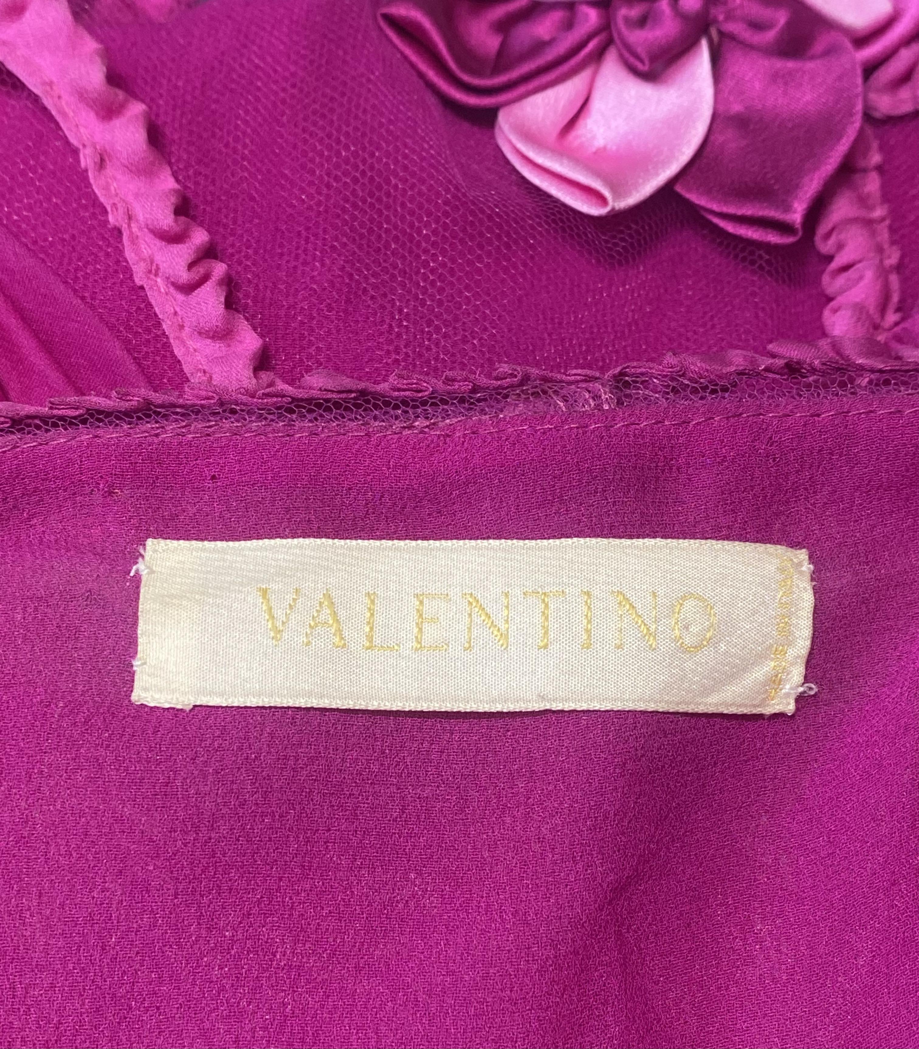 1990s Valentino Pink Couture Applique Evening Dress For Sale 2