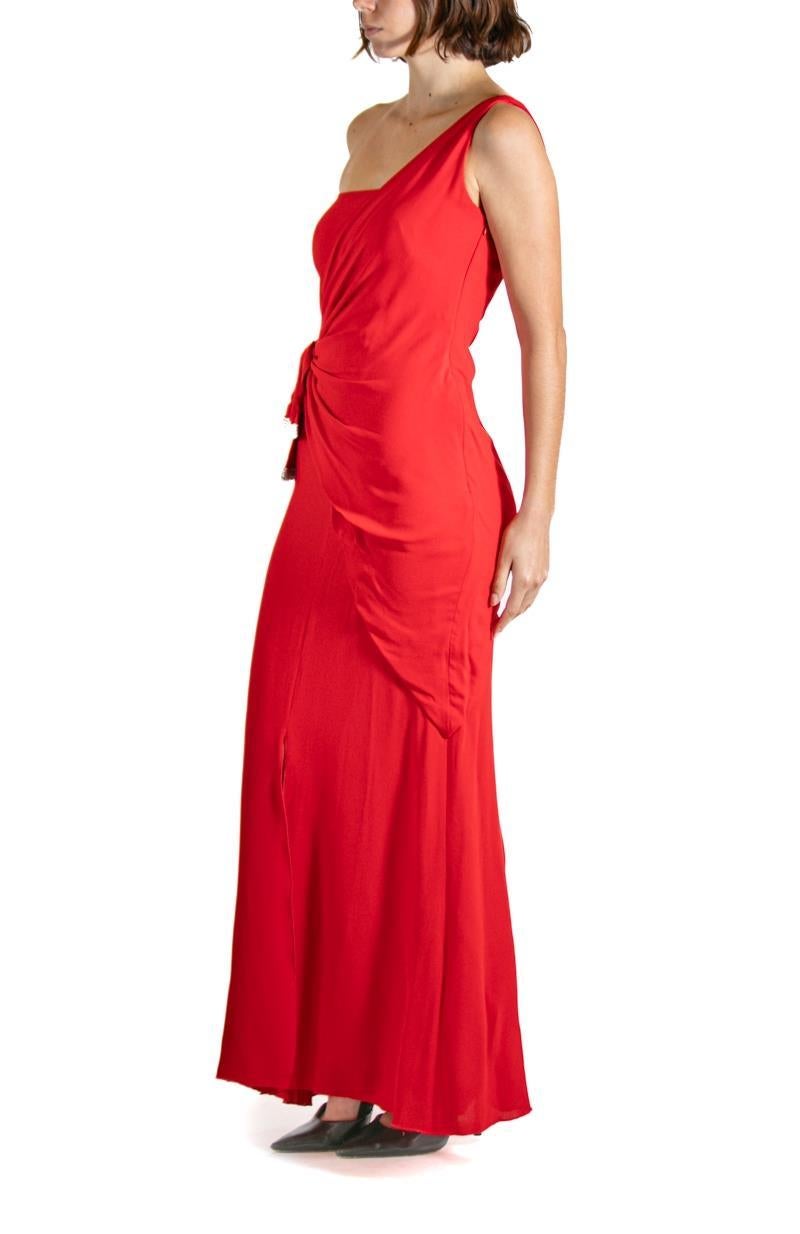 1990S VALENTINO Vestido de seda rojo con tachuelas de cristal Rojo en venta