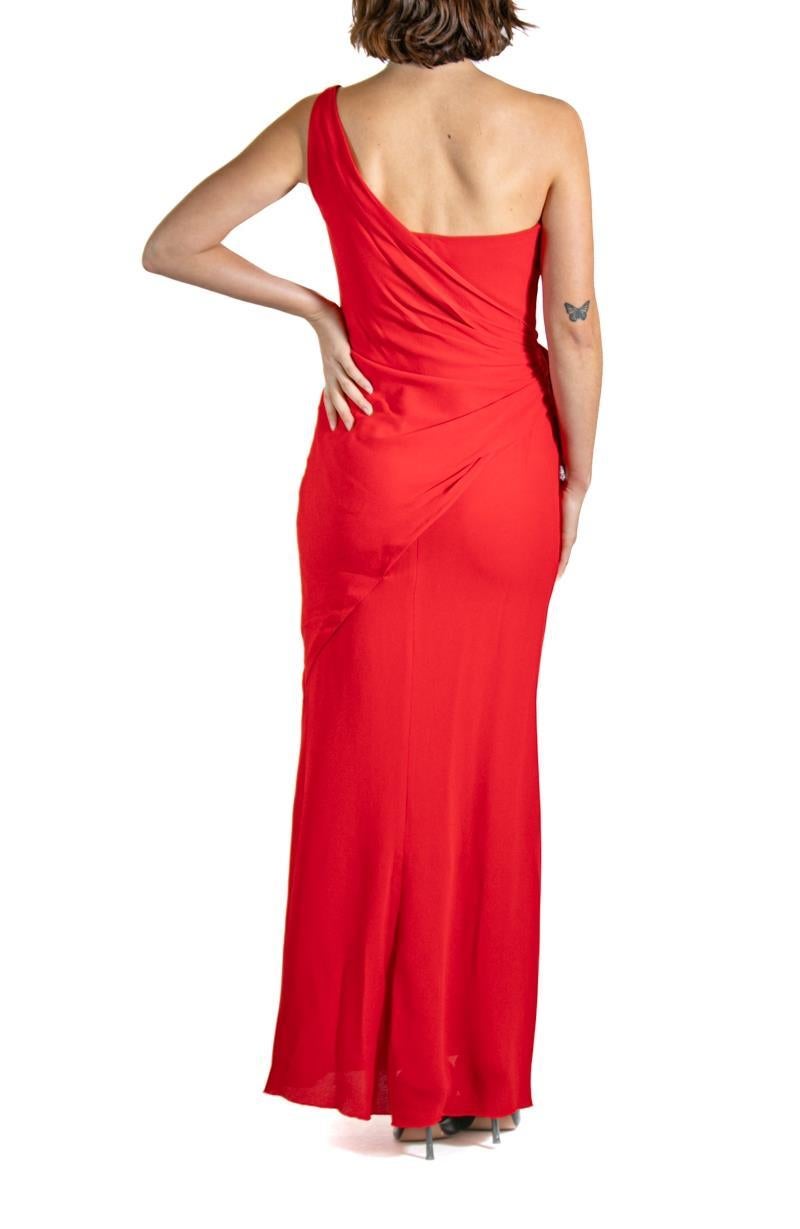 1990S VALENTINO Vestido de seda rojo con tachuelas de cristal en venta 1