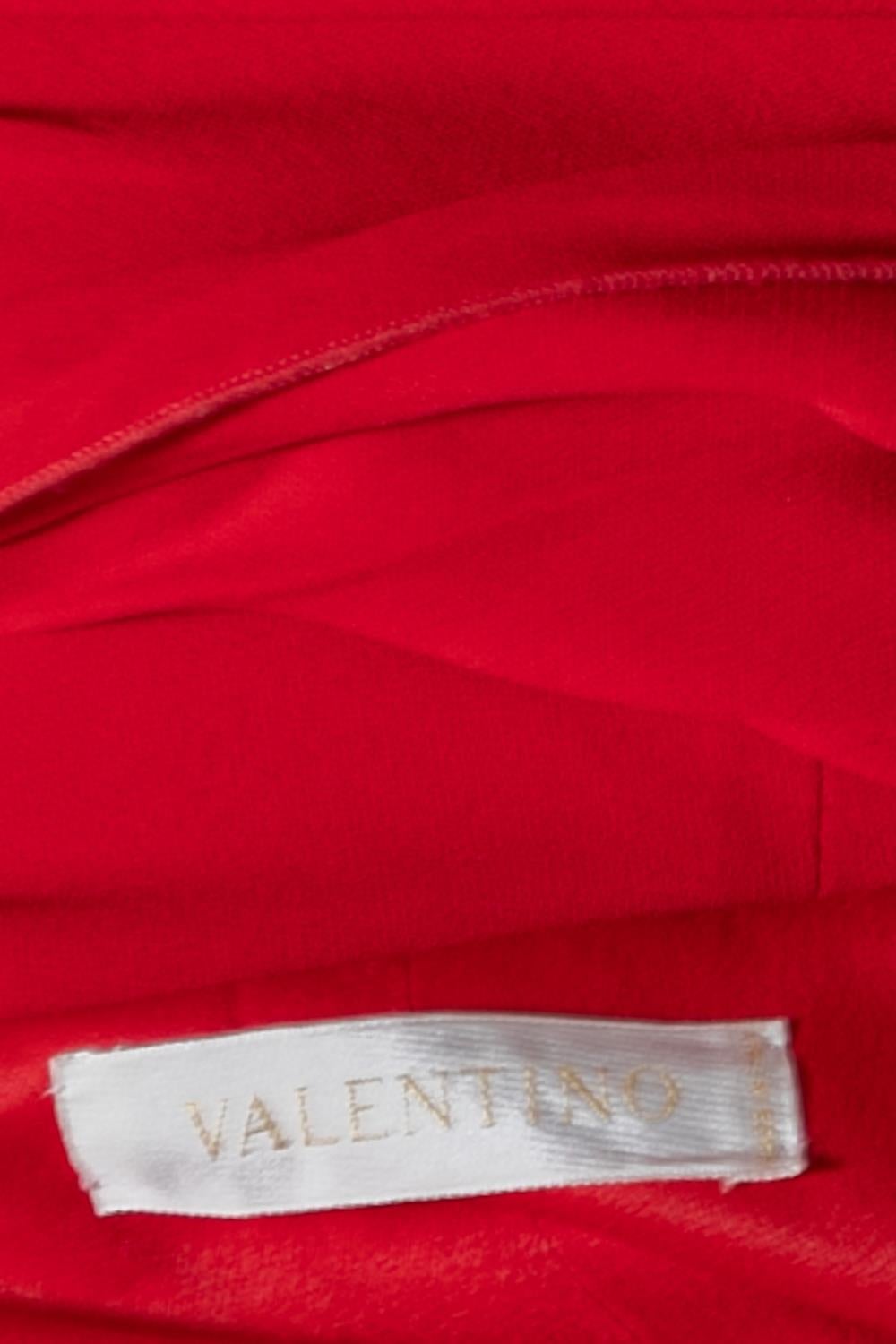1990S VALENTINO Vestido de seda rojo con tachuelas de cristal en venta 5