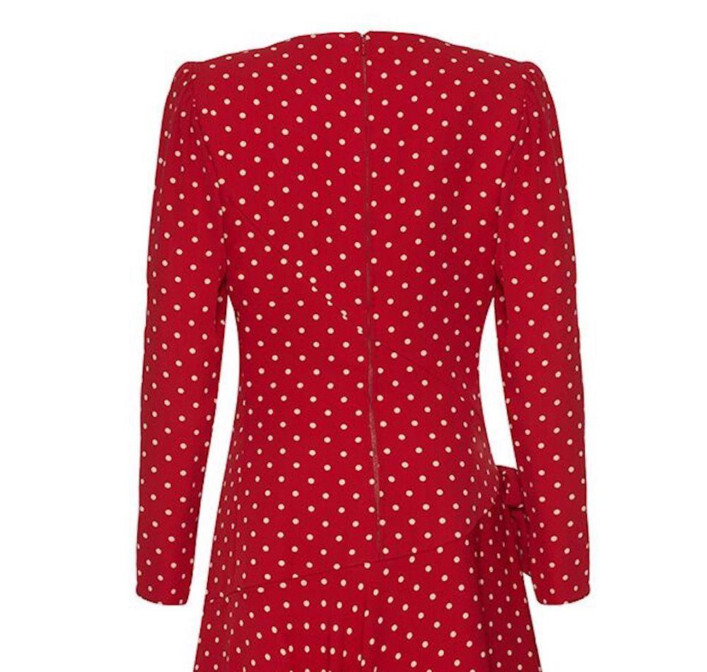 Women's 1990s Valentino Silk Crepe Demi Couture Red Polka Dot Dress