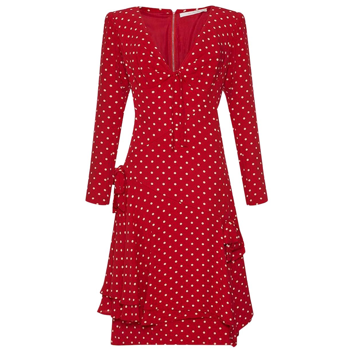 1990s Valentino Silk Crepe Demi Couture Red Polka Dot Dress