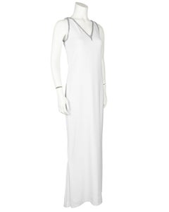 1990's Valentino White Silk and Rhinestone Gown