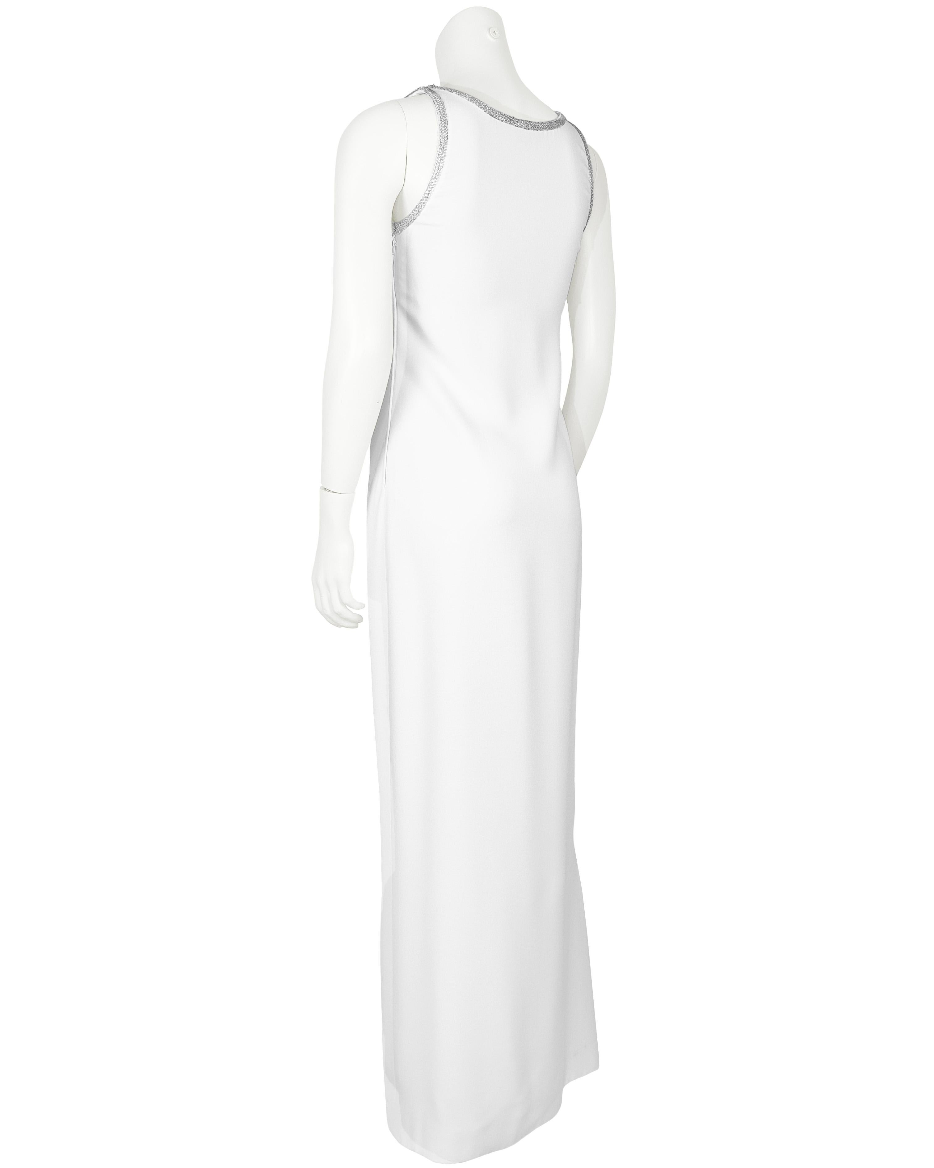 Valentino Weißes Kleid aus Seide und Strass aus den 1990er Jahren (Grau) im Angebot