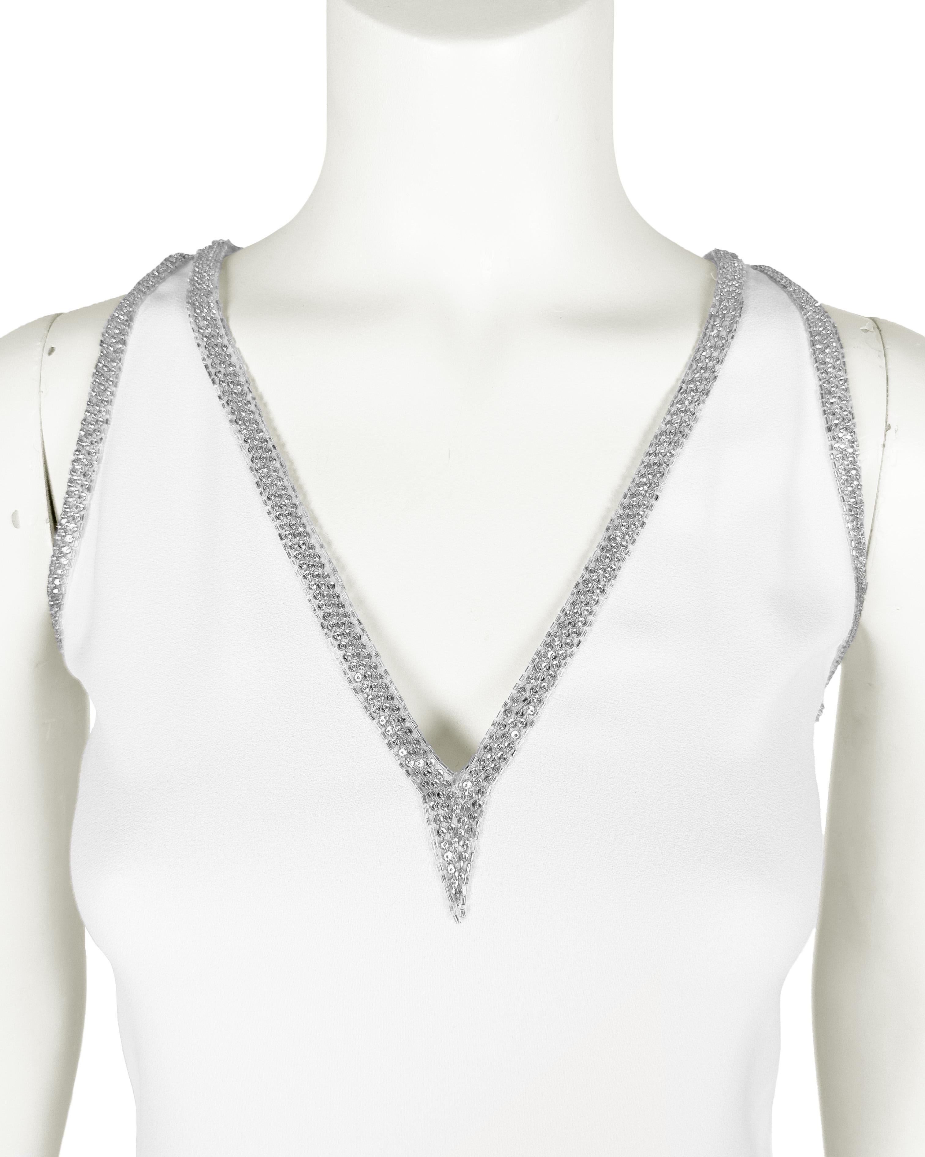 Valentino Weißes Kleid aus Seide und Strass aus den 1990er Jahren im Zustand „Gut“ im Angebot in Toronto, Ontario