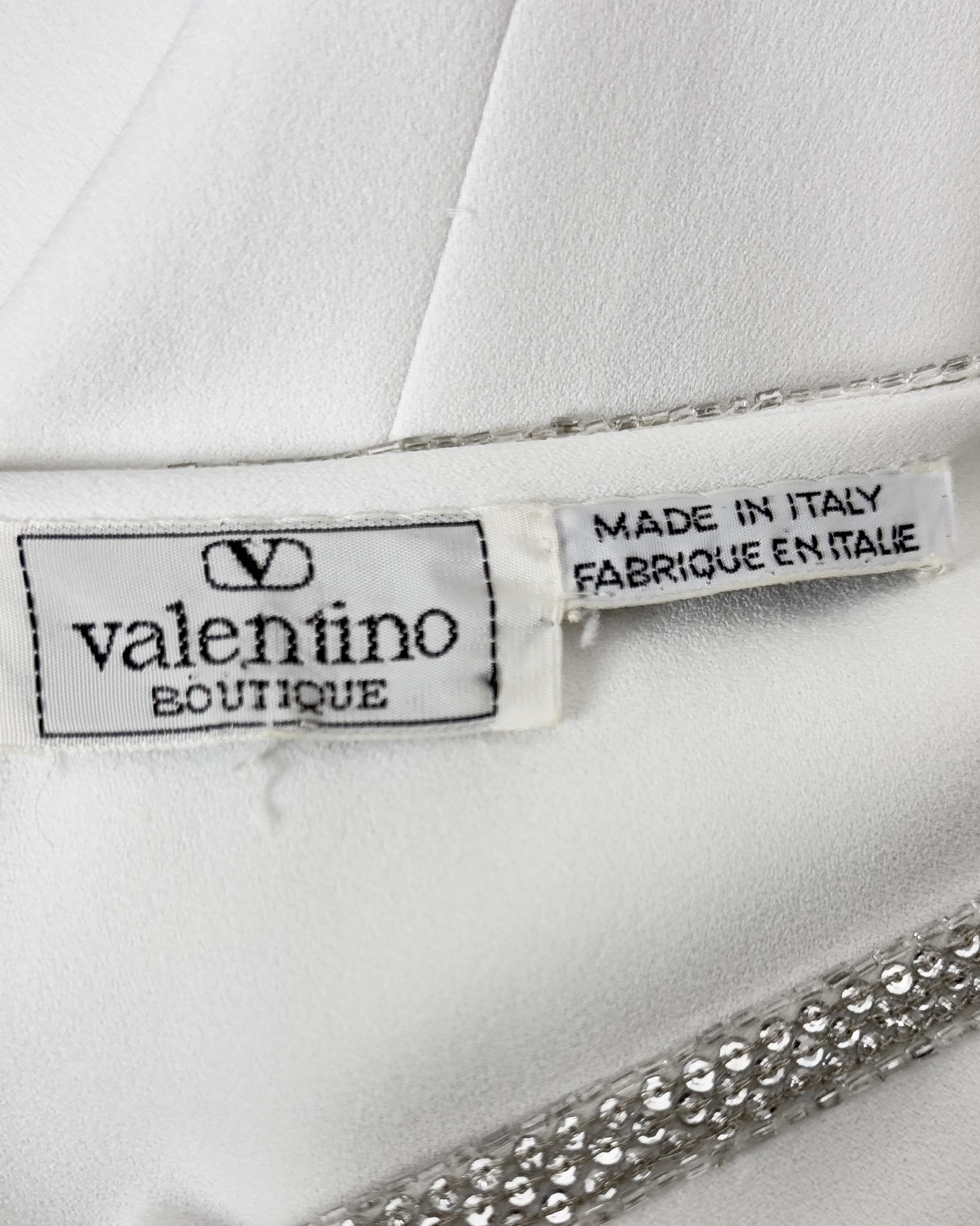 Valentino Weißes Kleid aus Seide und Strass aus den 1990er Jahren im Angebot 1
