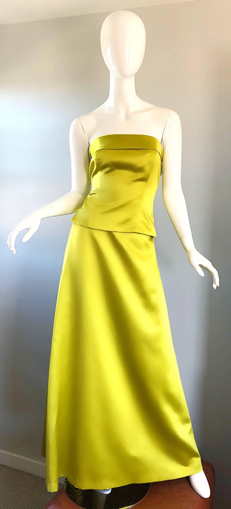 chartreuse evening gown