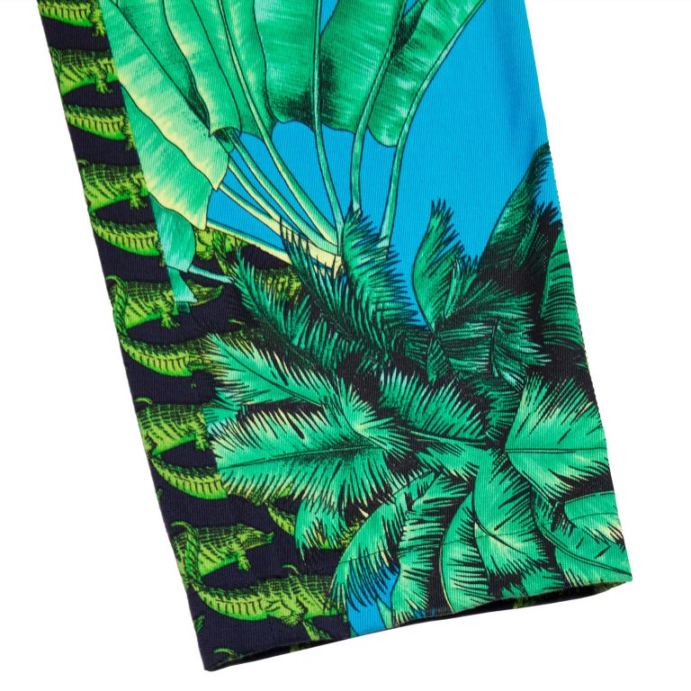 1990s Versace Alligator and Palm Tree Print Jeans For Sale at 1stDibs