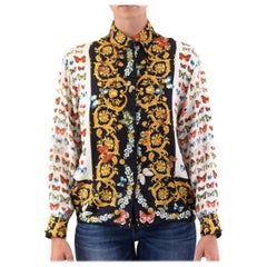 Vintage 1990S VERSACE Baroque Butterfly Print Blouse