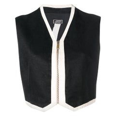 1990s Versace Black and White Crop Vest
