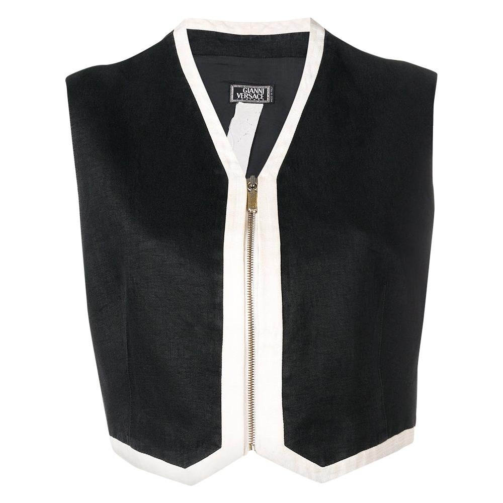 1990s Versace Black Crop Vest