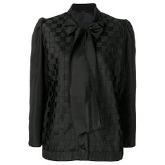 1990s Versace Black Designed Bow Blouse