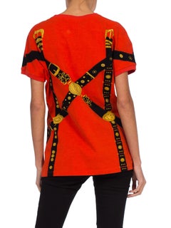 1990s Versace Bondage Collection Studded Gold Belt T-shirt