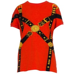 1990s Versace Bondage Collection Studded Gold Belt T-shirt