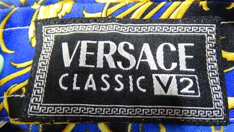 Versace 1990s Classic V2 Baroque Print Silk Shirt For Sale at 1stDibs