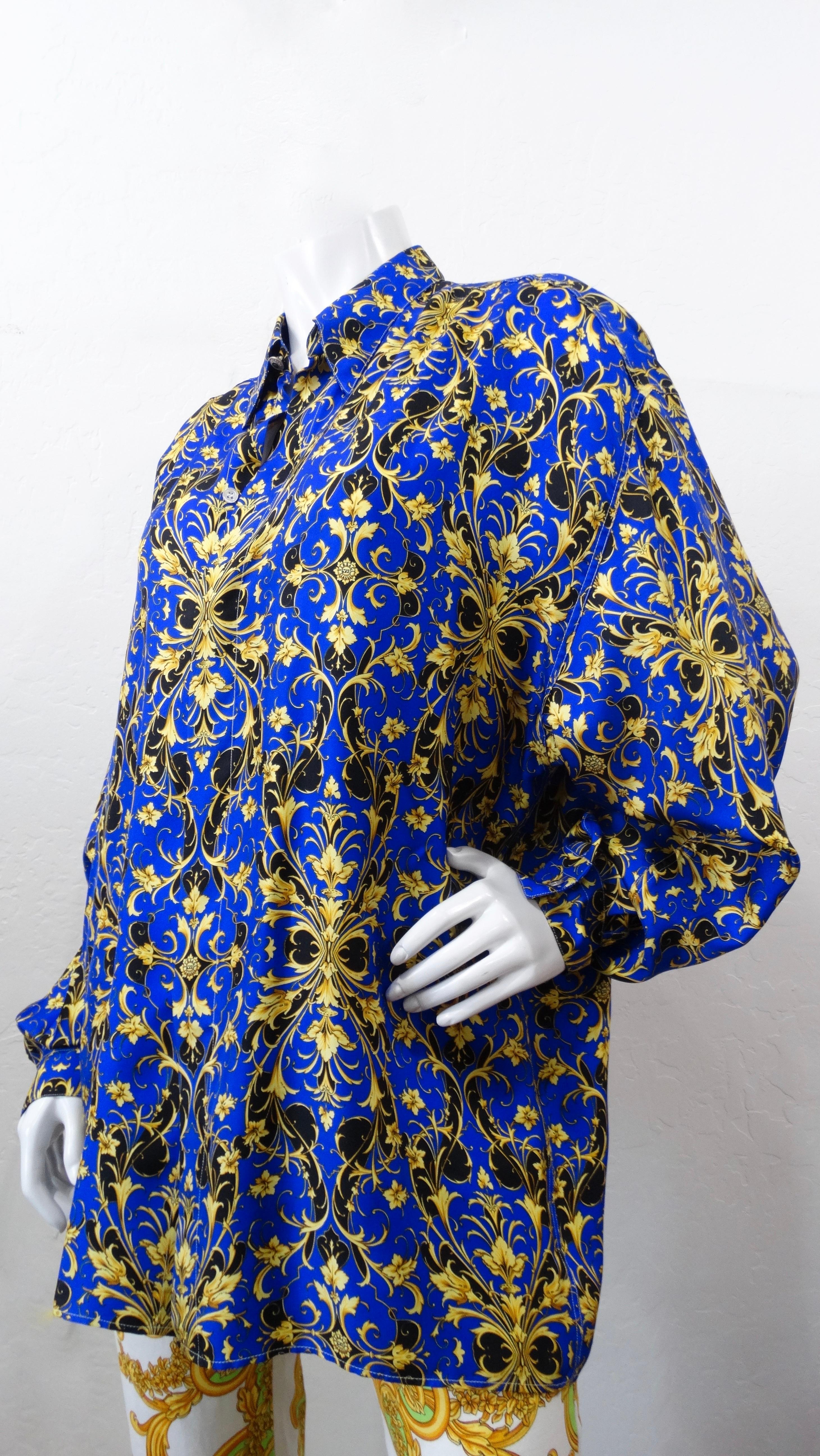 Versace 1990s Classic V2 Baroque Print Silk Shirt  In Good Condition In Scottsdale, AZ