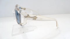 Versace 1990s Clear Rectangular Frame Sunglasses