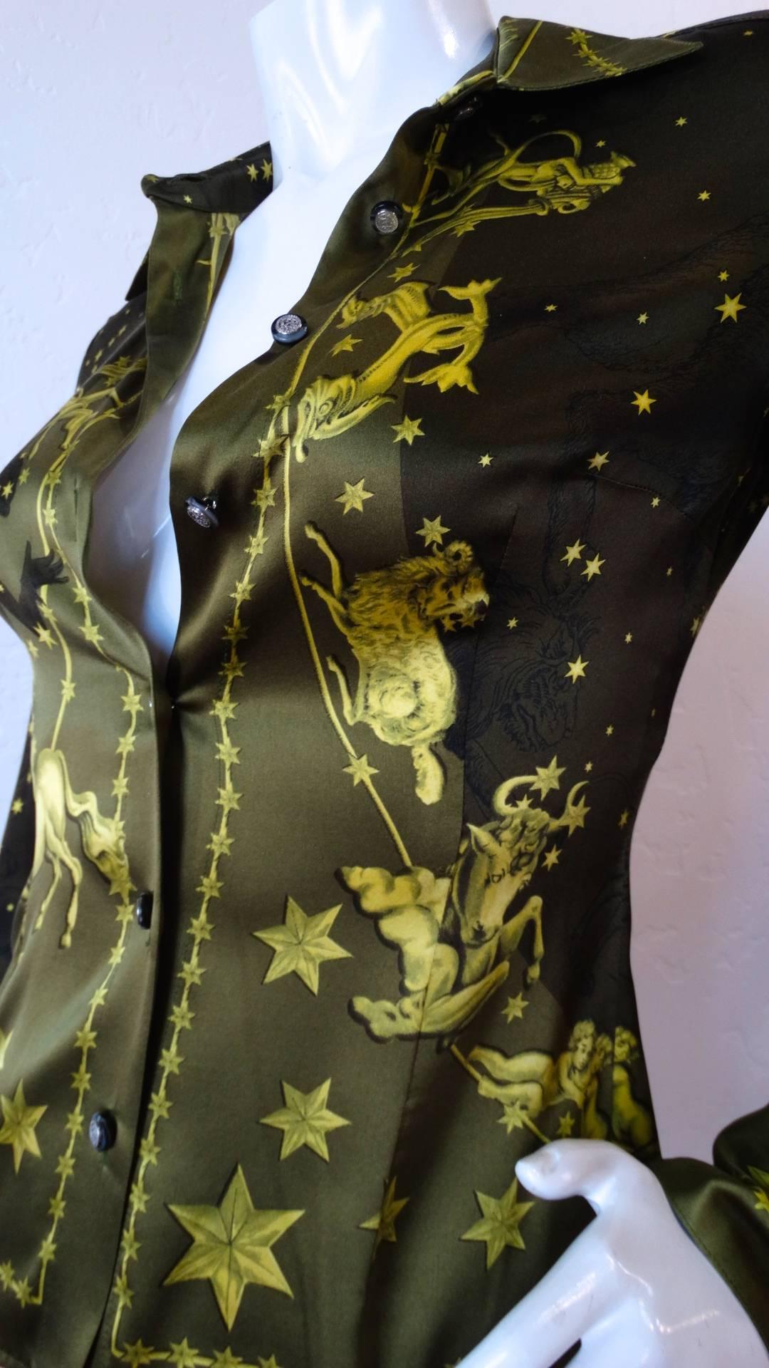 1990s Versace Constellation Button Up Blouse 11
