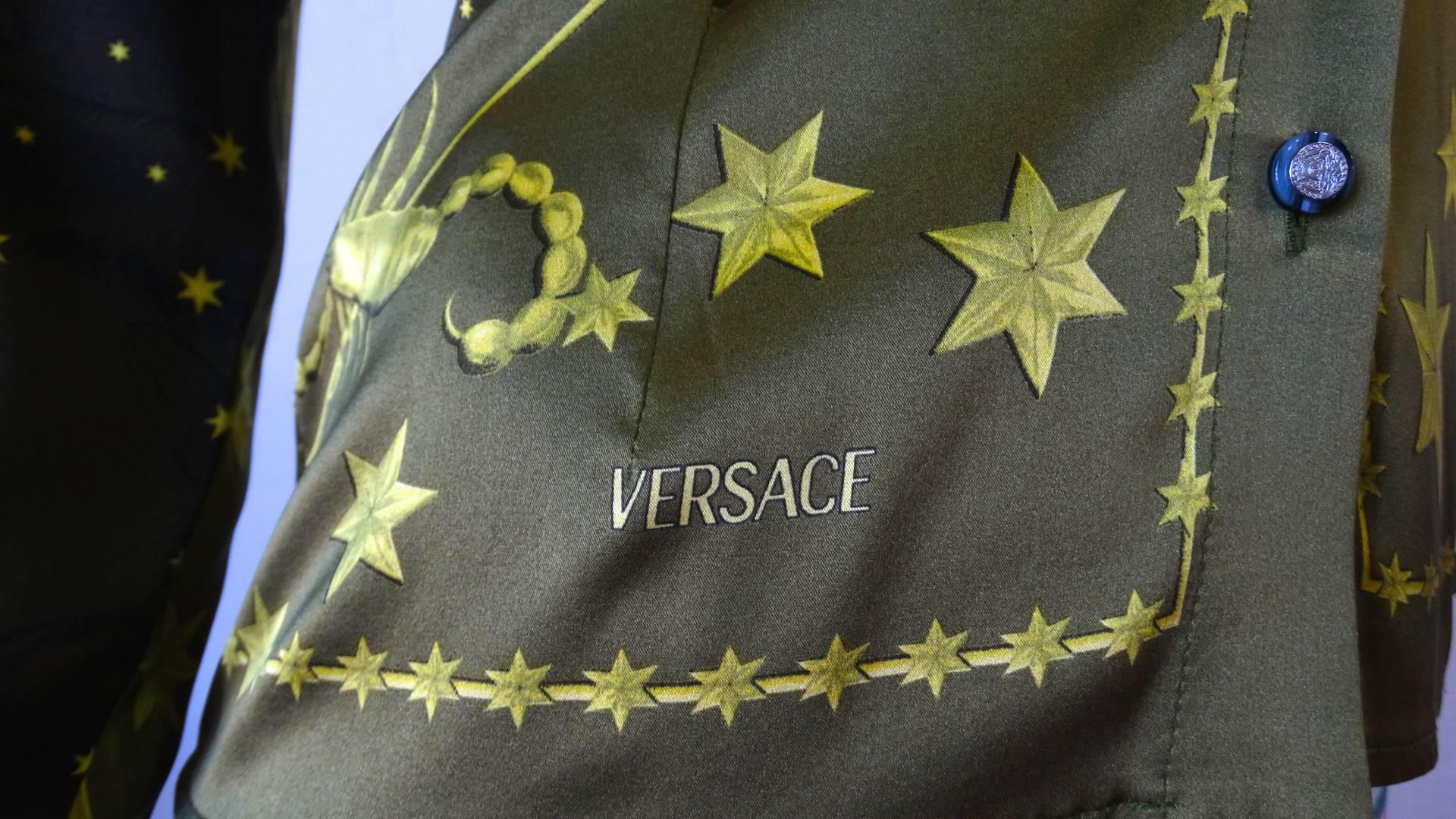 1990s Versace Constellation Button Up Blouse In Excellent Condition In Scottsdale, AZ