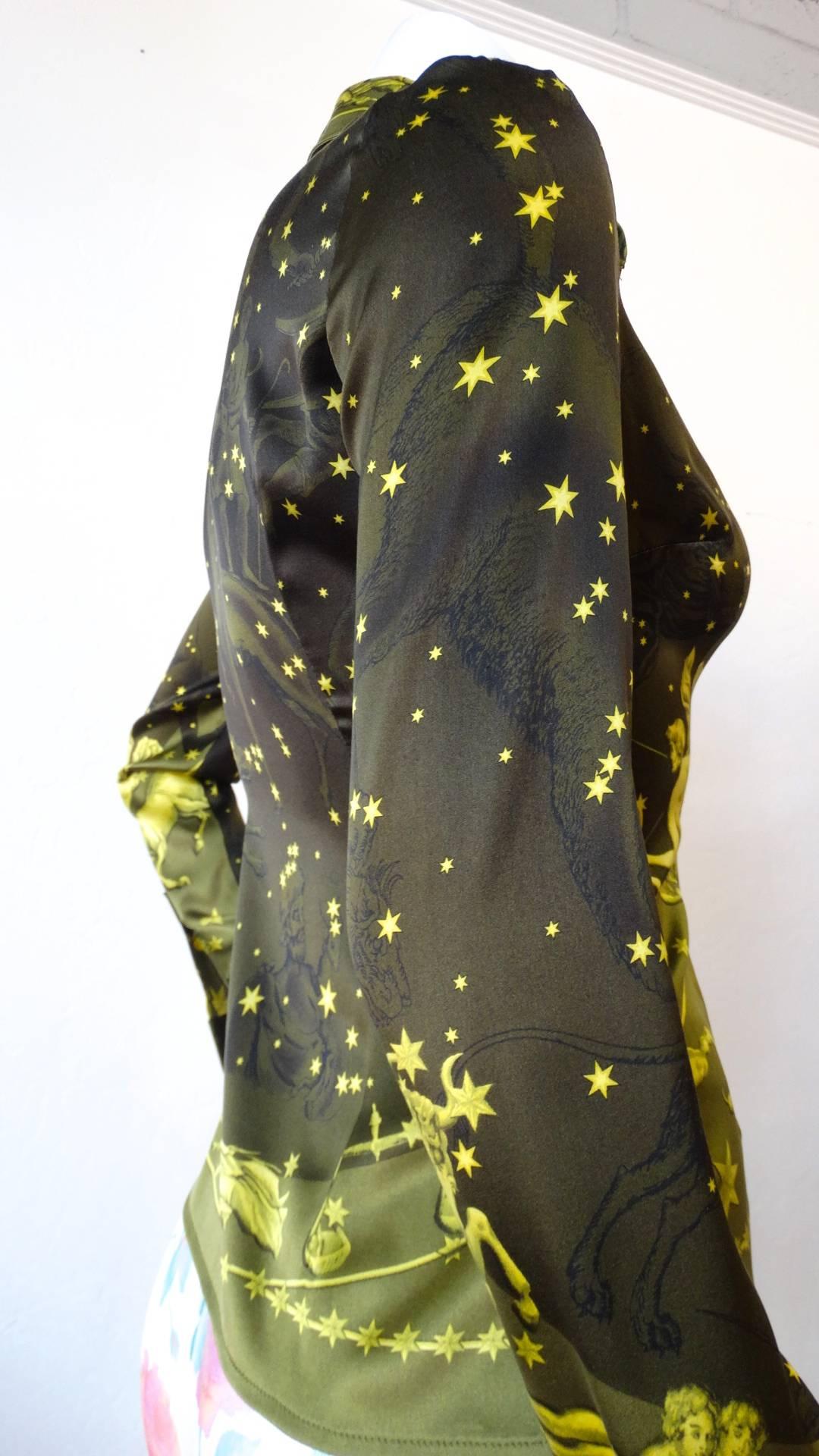 1990s Versace Constellation Button Up Blouse 1
