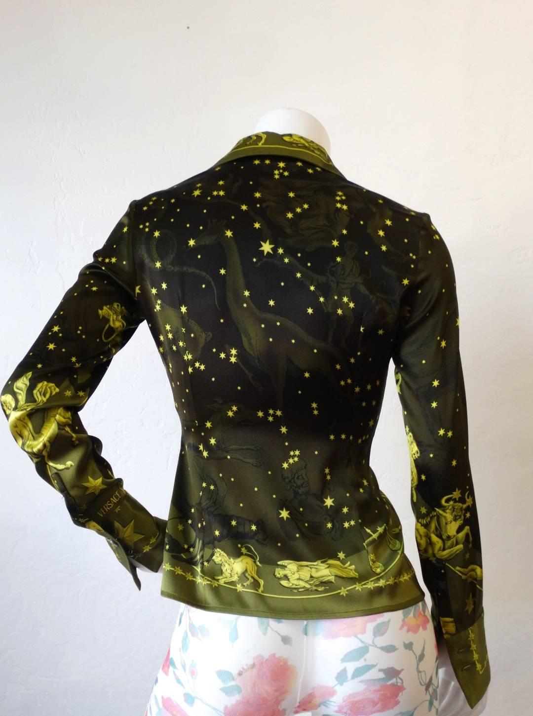 1990s Versace Constellation Button Up Blouse 2