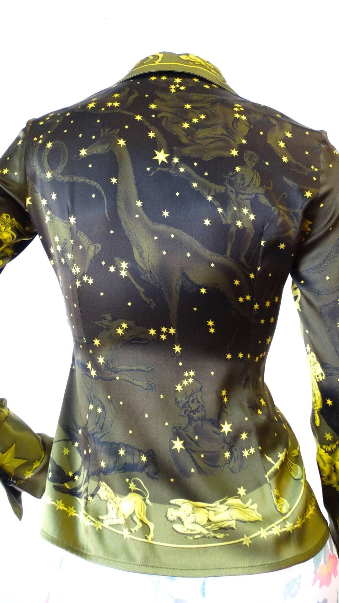 1990s Versace Constellation Button Up Blouse 3