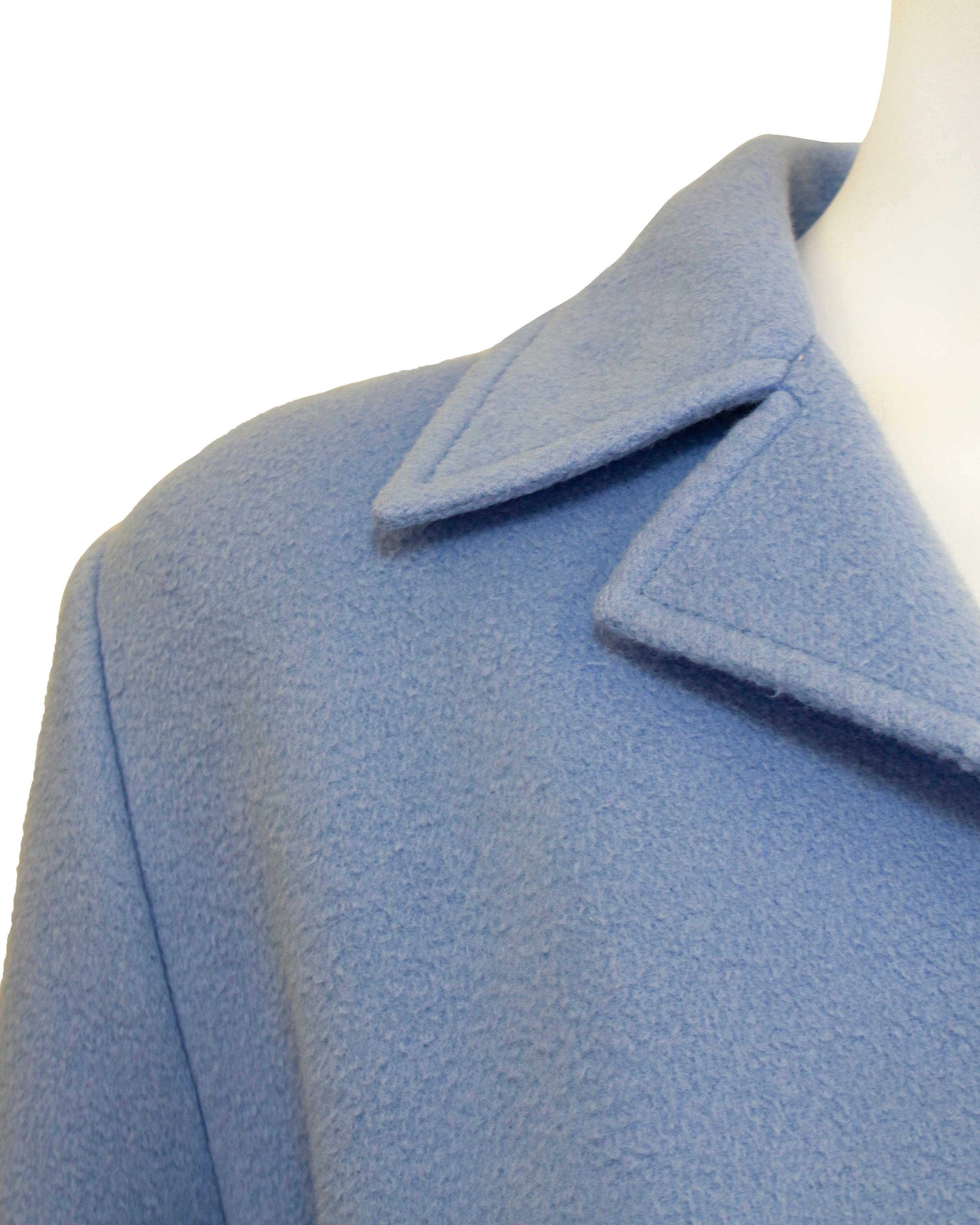 Women's or Men's 1990s Versace Couture Baby Blue Felted Wool Jacket For Sale