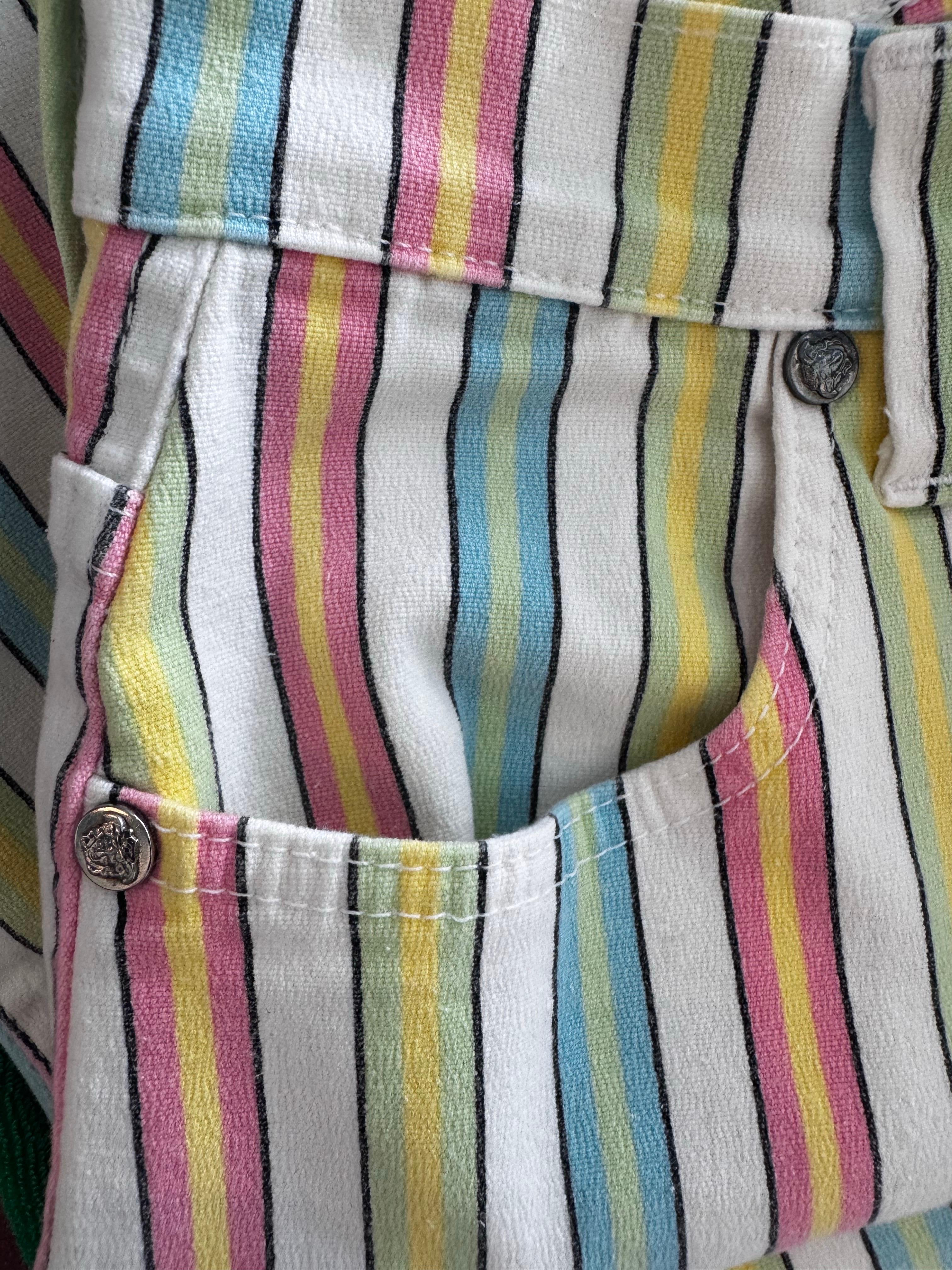 Women's 1990s Versace Couture Striped Jeans For Sale