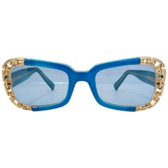 Versace 1990s Dead Stock Chain Link Trim Sunglasses 