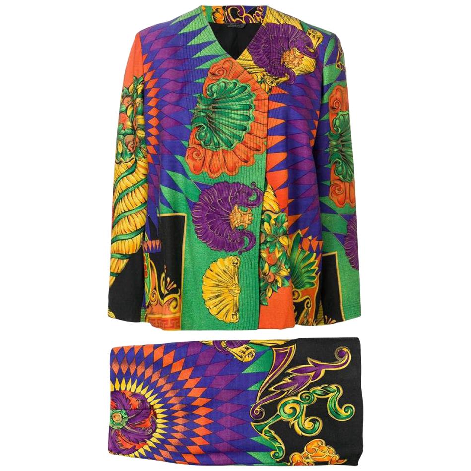 1990s Versace Fantasy Skirt Suit