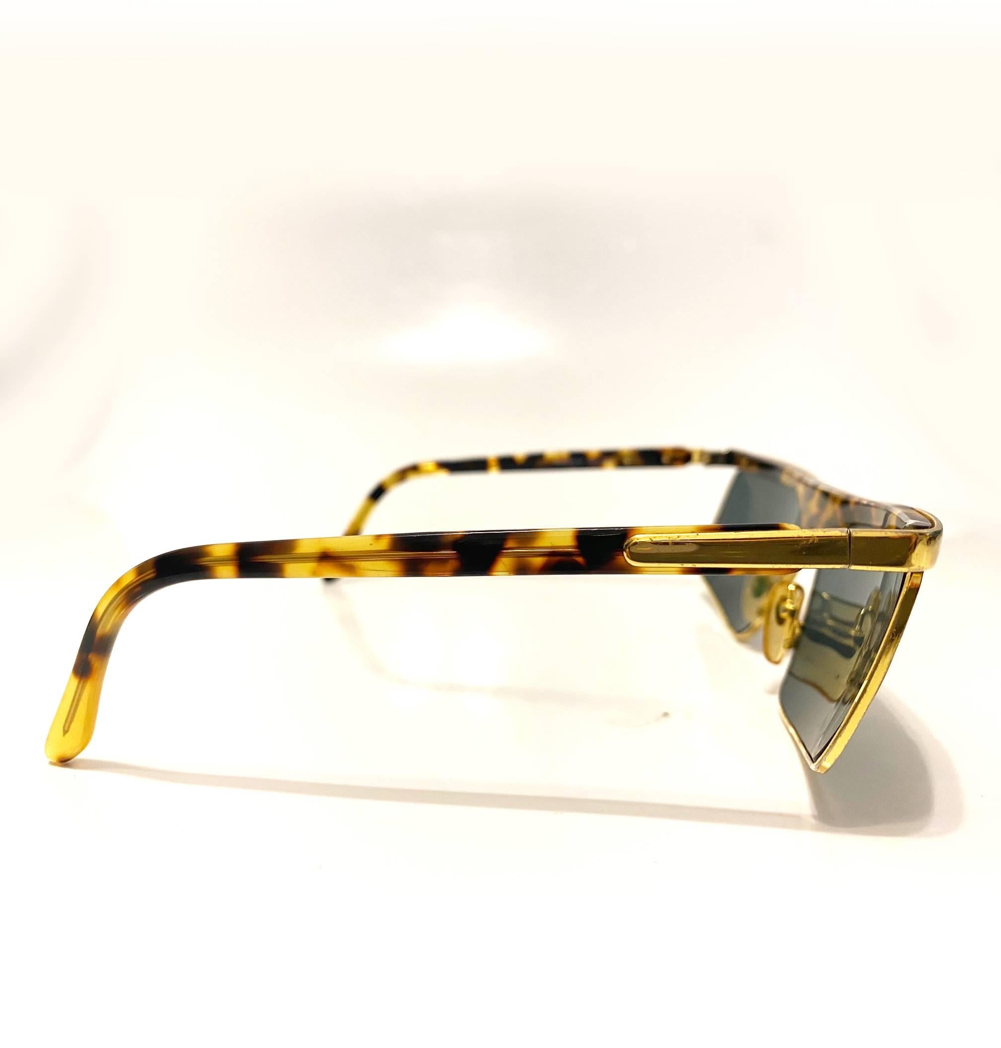 Women's or Men's 1990S Versace Gold Metal Tortoiseshell Sunglasses