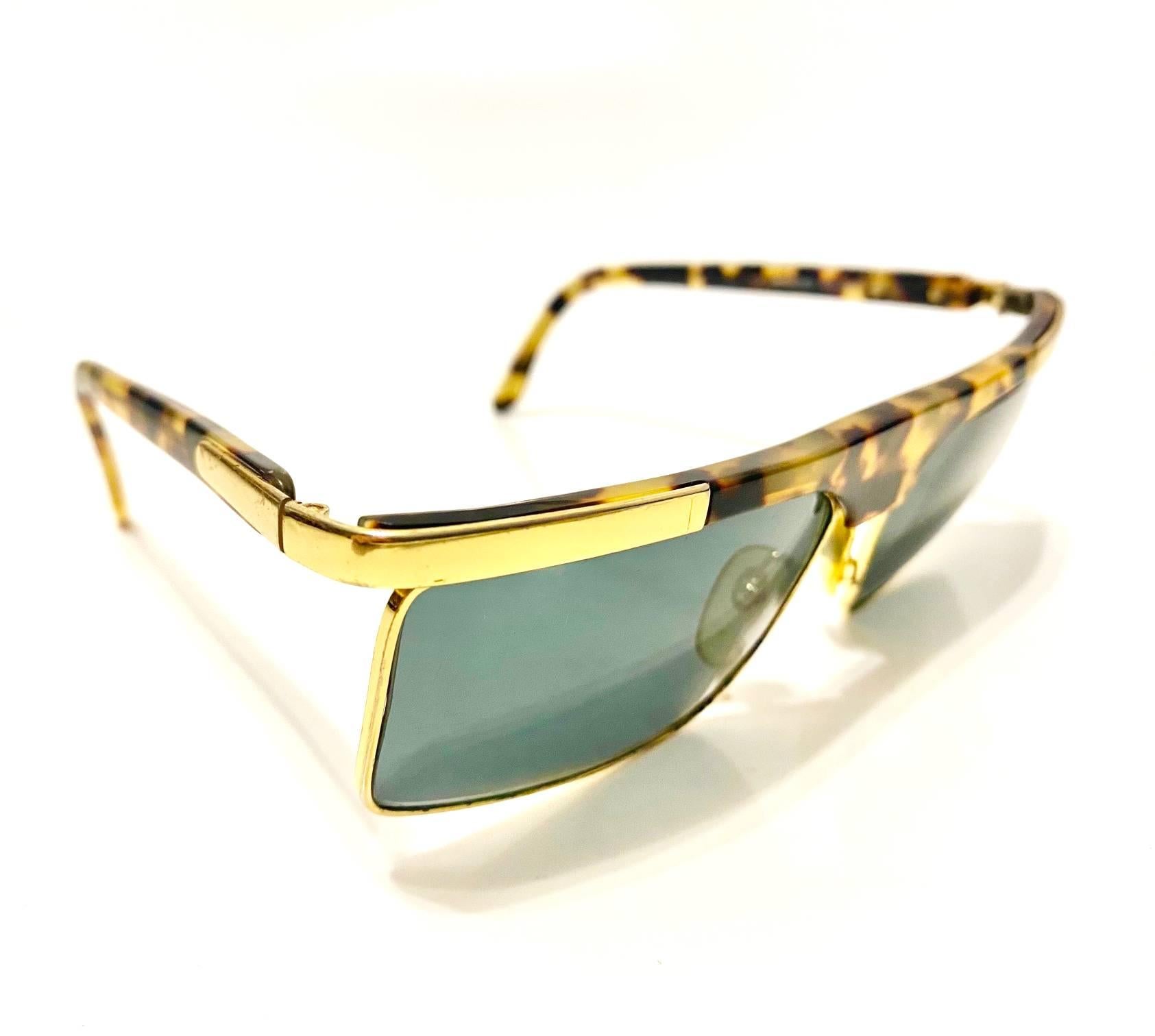 1990S Versace Gold Metal Tortoiseshell Sunglasses 1