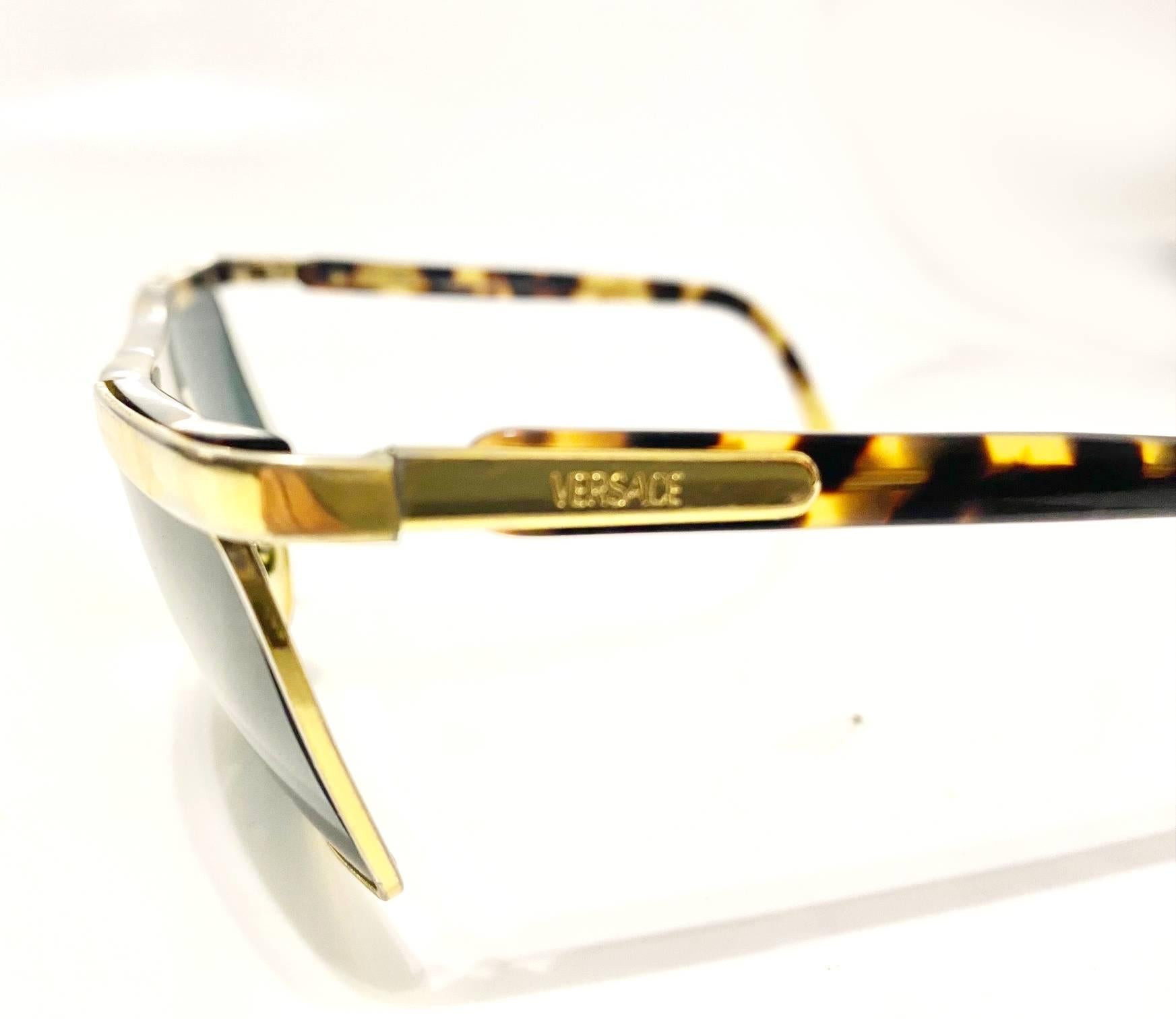 1990S Versace Gold Metal Tortoiseshell Sunglasses 2